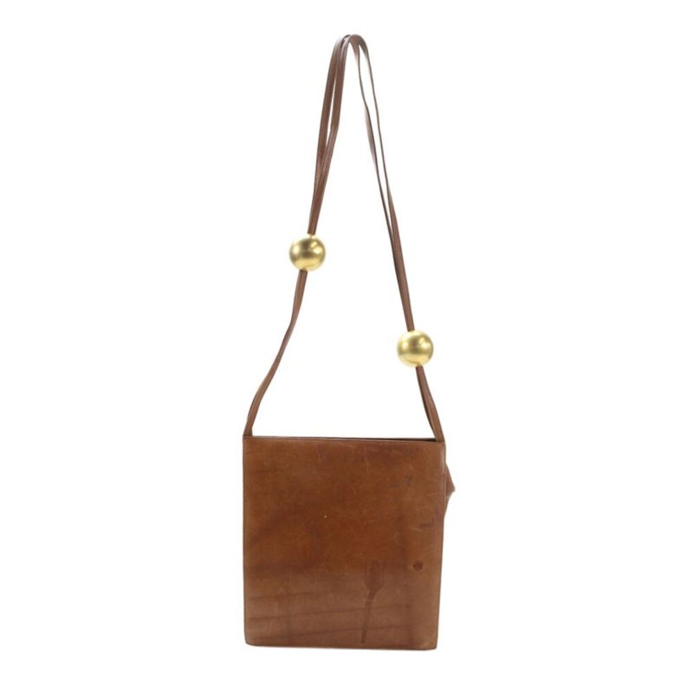 Donna Karan Womens Leather Snap Closure Satchel Handbag Brown